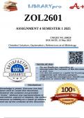 ZOL2601 Assignment 4 &lpar;100&percnt; COMPLETE ANSWERS&rpar; Semester 1 2025 &lpar;209620&rpar; - DUE 13 May 2025