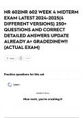 NR 602&vert;NR 602 WEEK 4 MIDTERM EXAM LATEST 2024-2025&lbrace;4 DIFFERENT VERSIONS&rcub; 250&plus; QUESTIONS AND CORRECT DETAILED ANSWERS UPDATE ALREADY A&plus; GRADED&vert;NEW&excl;&excl;&lbrace;ACTUAL EXAM&rcub;