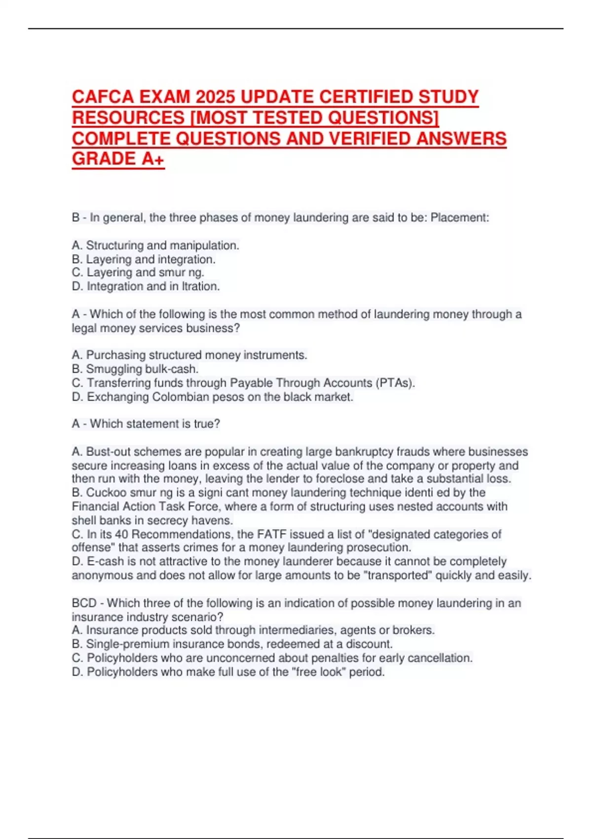 CAFCA Exam 2025 Certified Study Resources with Verified Answers - CAFCA ...
