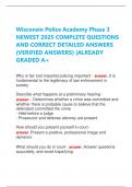 Wisconsin Police Academy Phase 3  NEWEST 2025 COMPLETE QUESTIONS  AND CORRECT DETAILED ANSWERS  &lpar;VERIFIED ANSWERS&rpar; &vert;ALREADY  GRADED A&plus;  Why is fair and impartial policing important - answer&period;&period;It is  fundamental to the legitimacy of law enforcement in  soci