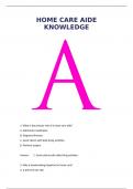 HOME CARE AIDE KNOWLEDGE TEST QUESTIONS AND ANSWERS&lpar;Verified Answers&rpar;