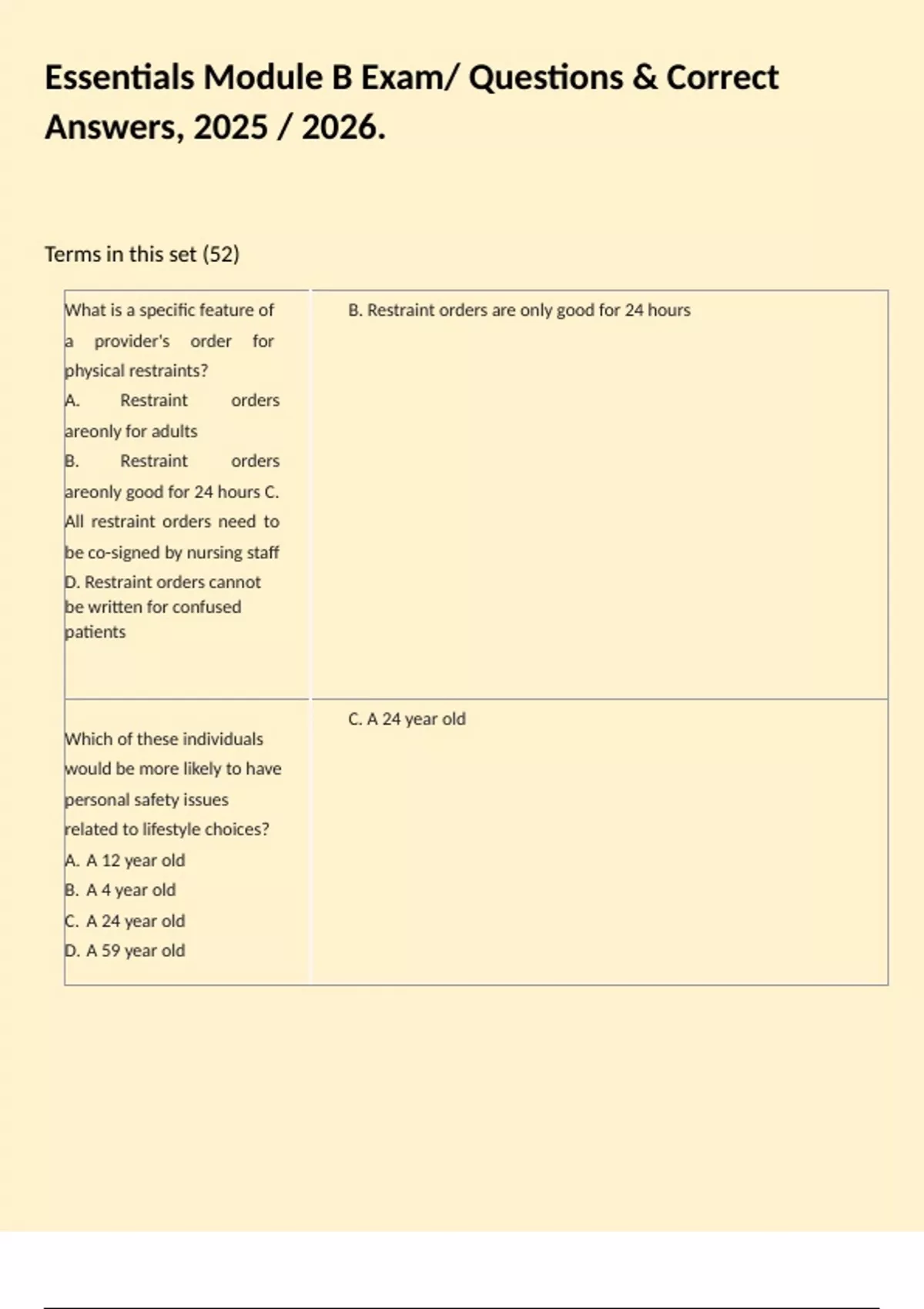 Module Essentials Essentials Module B Exam/ Questions & Correct Answers, 2025 / 2026 ...