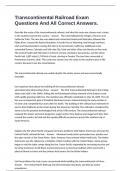 Transcontinental Railroad Exam Questions And All Correct Answers&period;