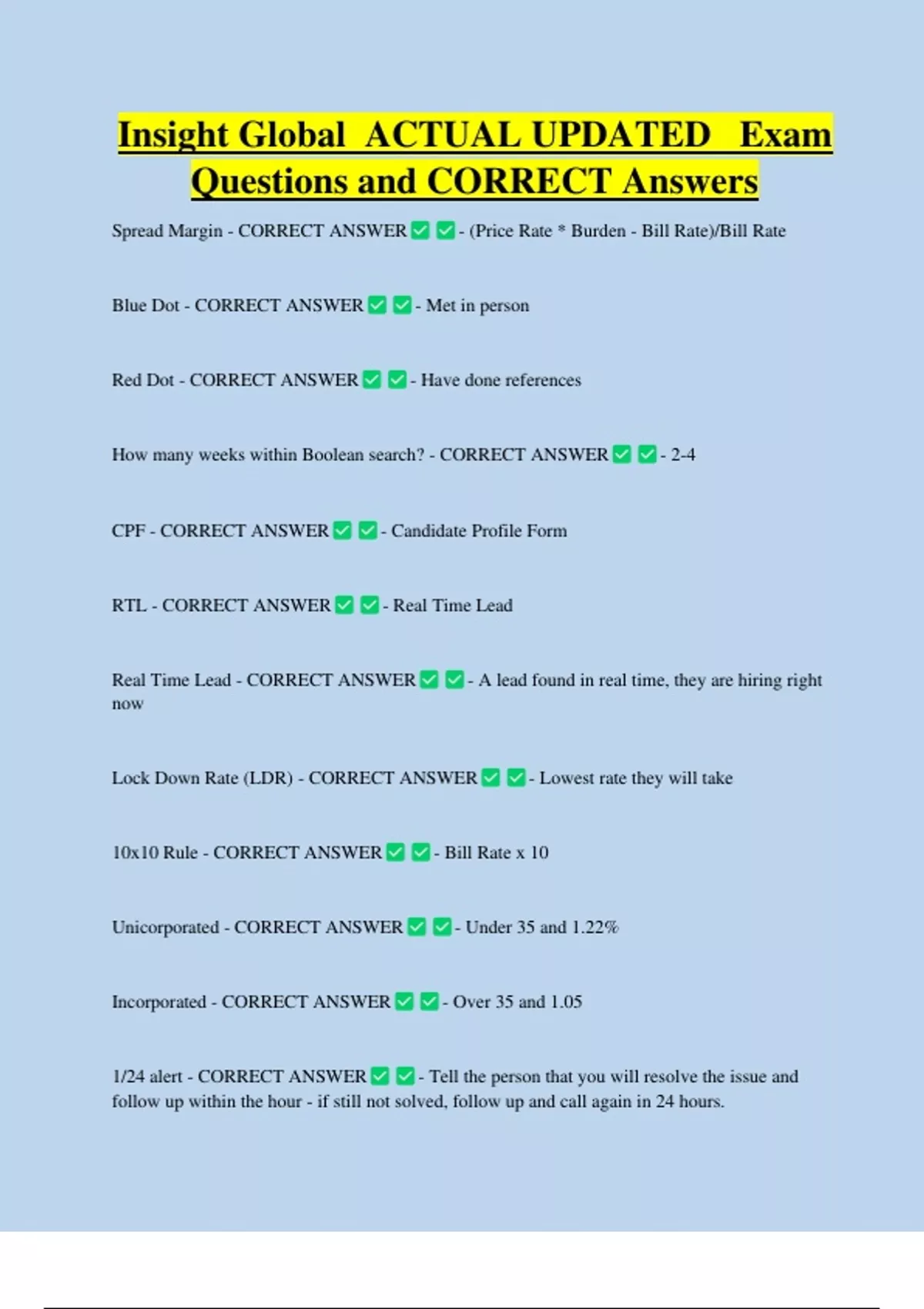 Insight Global ACTUAL UPDATED Exam Questions and CORRECT Answers ...