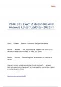 PSYC 351 Exam 2 Questions And Answers Latest Updates &lpar;2025&rpar;&excl;&excl;