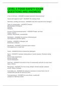 LEVEL 2 FOOD SAFETY EXAM QUESTIONS AND ANSWERS