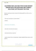 CALIFORNIA RDH LAW AND ETHICS EXAM NEWEST VERSION WITH 200 QUESTIONS AND CORRECT SOLUTIONS JUST RELEASED THIS YEAR