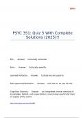 PSYC 351 Quiz 5 With Complete Solutions &lpar;2025&rpar;&excl;&excl;