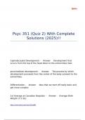 Psyc 351 &lpar;Quiz 2&rpar; With Complete Solutions &lpar;2025&rpar;&excl;&excl;