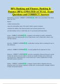 BPA Banking and Finance&comma; Banking &  Finance &lpar;BPA&rpar; UPDATED ACTUAL  Exam  Questions and CORRECT Answers 