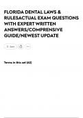 FLORIDA DENTAL LAWS & RULESACTUAL EXAM QUESTIONS WITH EXPERT WRITTEN ANSWERS&sol;COMPRENSIVE GUIDE&sol;NEWEST UPDATE 