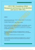 CPCU 500 - Foundations of Risk Management and Insurance&period; Exam Questions and Answers 100&percnt; Pass