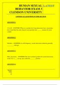  HUMAN SEXUAL BEHAVIOR EXAM 3 CLEMSON UNIVERSITY QUESTIONS AND ANSWERS 2025