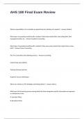 AHS 180 Final Exam Review Questions with Correct Answers