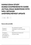 HAWAII EXAM STUDY GUIDE&sol;COMPREHENSIVE GUIDE &sol;ACTUAL EXAM QUESTIONS WITH WELL DETAILED ANSWERS&sol;NEWEST UPDATE