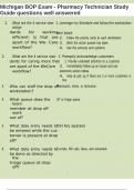 Michigan BOP Exam - Pharmacy Technician Study Guide questions well answered