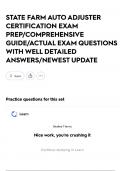 STATE FARM AUTO ADJUSTER CERTIFICATION EXAM PREP&sol;COMPREHENSIVE GUIDE&sol;ACTUAL EXAM QUESTIONS WITH WELL DETAILED ANSWERS&sol;NEWEST UPDATE