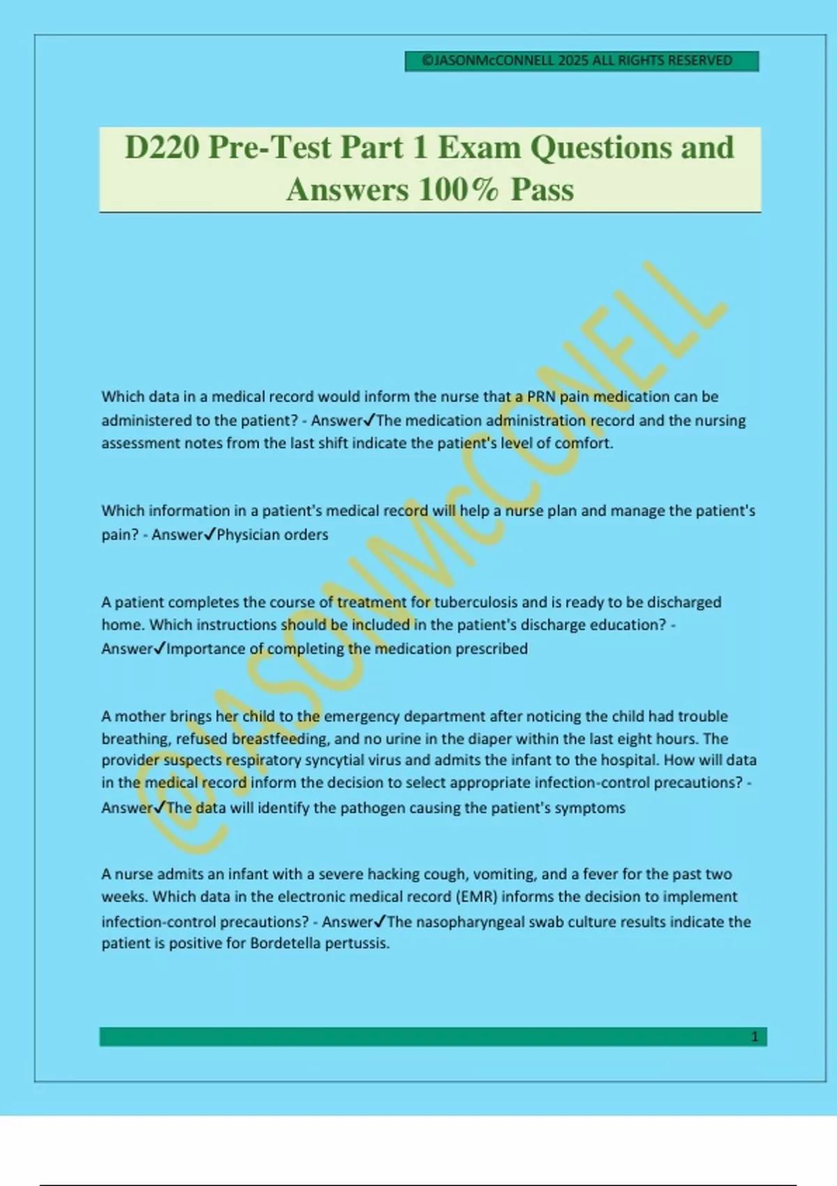 D220 Pre-Test Part 1 Exam Questions and Answers 100% Pass - WGU D220 ...