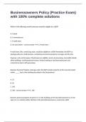 Businessowners Policy &lpar;Practice Exam&rpar; with 100&percnt; complete solutions 