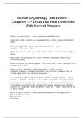 Human Physiology 16th Edition - Chapters 1-7 &lpar;Stuart Ira Fox&rpar; Questions With Correct Answers