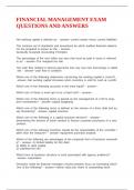 FINANCIAL MANAGEMENT EXAM QUESTIONS AND ANSWERS