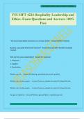 FSU HFT 4224 Hospitality Leadership and Ethics&period; Exam Questions and Answers 100&percnt; Pass