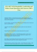 FSU HFT 4224 Hospitality Leadership and Ethics Exam Questions and Answers 100&percnt; Pass