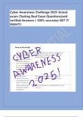 Cyber Awareness Challenge 2025 Actual  exam &lpar;Testing Real Exam Questions&rpar;and  verified Answers &lpar; 100&percnt; accurate&rpar; GET IT  RIGHT&excl;&excl;