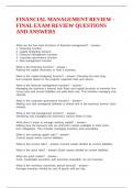 FINANCIAL MANAGEMENT REVIEW - FINAL EXAM REVIEW QUESTIONS AND ANSWERS