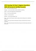 MTC Nursing 134 Test 2 Hygiene Questions With All Correct & Verified Answers