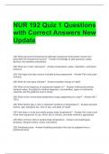 NUR 192 Quiz 1 Questions with Correct Answers New Update 