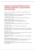 FINANCIAL MANAGEMENT EXAM 1 TERMS &lpar;CHAPTERS 1-4&rpar; QUESTIONS AND ANSWERS