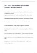 jazz exam 4 questions with verified answers already passed