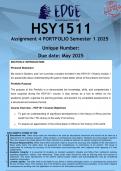  HSY1511 Assignment 4 Portfolio &lpar;ANSWERS&rpar; Semester 1 2025 - DISTINCTION GUARANTEED&period;