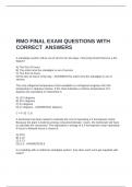 RMO FINAL EXAM QUESTIONS WITH CORRECT  ANSWERS