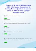 Exam 4&colon; PNR 106&sol; PNR106 &lpar;Latest 2025&sol; 2026 Update&rpar; Foundations of Nursing Review&vert; Questions & Answers&vert; Grade A&vert; 100&percnt; Correct &lpar;Verified Solutions&rpar;- Fortis