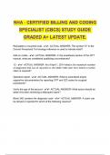 NHA - CERTIFIED BILLING AND CODING SPECIALIST &lpar;CBCS&rpar; STUDY GUIDE GRADED A&plus; LATEST UPDATE&period;