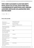 WGU C838 MANAGING CLOUD SECURITY FINAL EXAM OA ACTUAL EXAM 2025 TEST COMPREHENSIVE QUESTIONS AND VERIFIED ANSWERS (DETAILED & ELABORATED) 100% SOLVED 2025!!