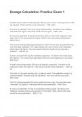 Test Bank for Dosage Calculation Practice Exam 1 &ndash; Nursing Math Questions and Answers