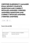 CERTIFIED EMERGENCY MANAGER EXAM NEWEST COMPLETE QUESTIONS AND CORRECT DETAILED ANSWERS &lpar;VERIFIED ANSWERS&rpar; QUESTIONS AND CORRECT DETAILED ANSWERS &lpar;VERIFIED ANSWERS&rpar;