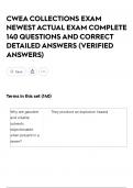 CWEA COLLECTIONS EXAM NEWEST ACTUAL EXAM COMPLETE 140 QUESTIONS AND CORRECT DETAILED ANSWERS &lpar;VERIFIED ANSWERS&rpar;