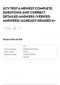 JLTV TEST A NEWEST COMPLETE QUESTIONS AND CORRECT DETAILED ANSWERS &lpar;VERIFED ANSWERS&rpar; &vert;ALREADY GRADED A&plus;