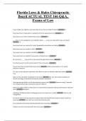 Florida Laws & Rules Chiropractic  BoardACTUALTEST166Q&A&comma;  Exams of Law