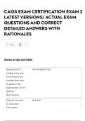 CAISS EXAM CERTIFICATION EXAM 2 LATEST VERSIONS&sol; ACTUAL EXAM QUESTIONS AND CORRECT DETAILED ANSWERS WITH RATIONALES