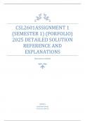 CSL2601ASSIGNMENT 1  &lpar;SEMESTER 1&rpar; &lpar;PORFOLIO&rpar;  2025 DETAILED SOLUTION  REFERENCE AND  EXPLANATIONS