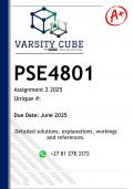 PSE4801 Assignment 2 &lpar;DETAILED ANSWERS&rpar; 2025 - DISTINCTION GUARANTEED