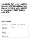 COLORADO CAR SALES MASTERY EXAM NEWEST 2024-2025 ACTUAL EXAM QUESTIONS AND CORRECT DETAILED ANSWERS &lpar;VERIFIED ANSWERS&rpar;