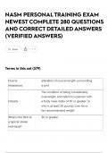 NASM PERSONAL TRAINING EXAM NEWEST COMPLETE 280 QUESTIONS AND CORRECT DETAILED ANSWERS &lpar;VERIFIED ANSWERS&rpar;