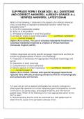 SLP PRAXIS FORM 1 EXAM 2025 &vert; ALL QUESTIONS AND CORRECT ANSWERS &vert; ALREADY GRADED A&plus; &vert; VERIFIED ANSWERS &vert; LATEST EXAM