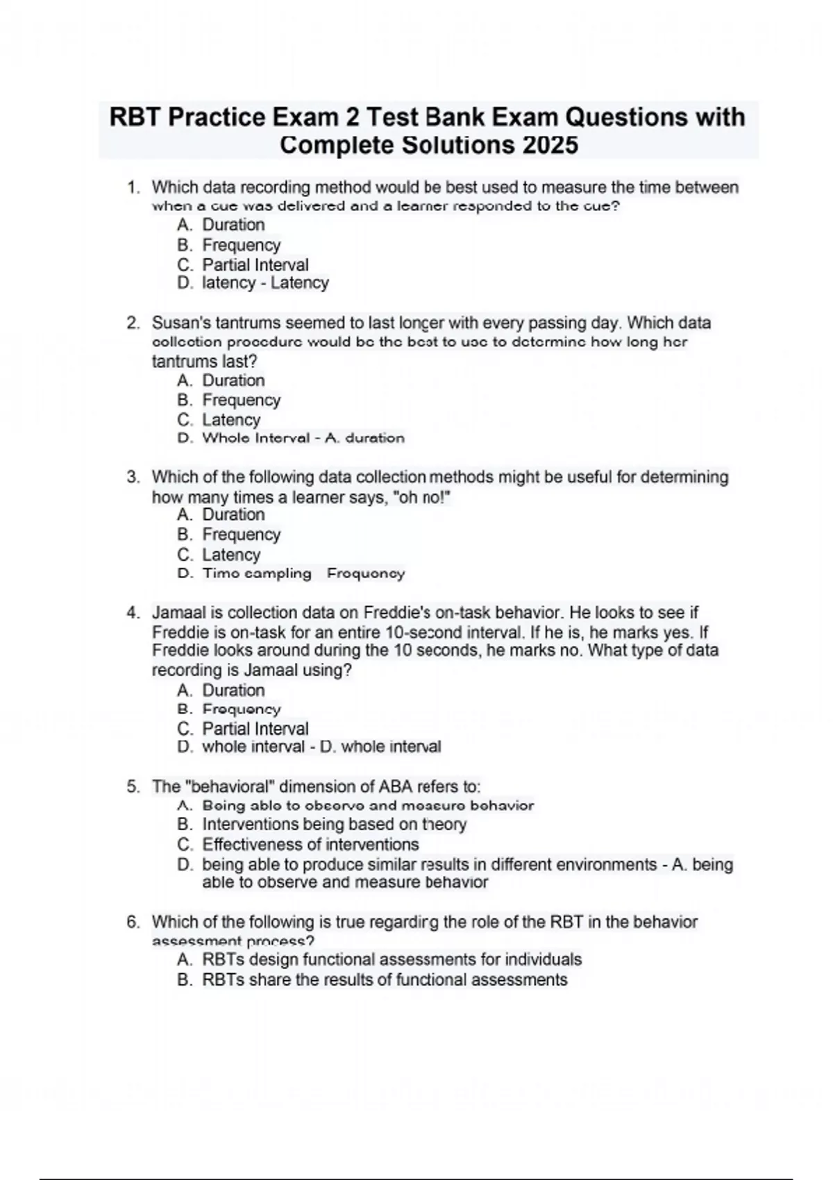 RBT Practice Exam 2 Test Bank Exam Questions with Complete Solutions ...